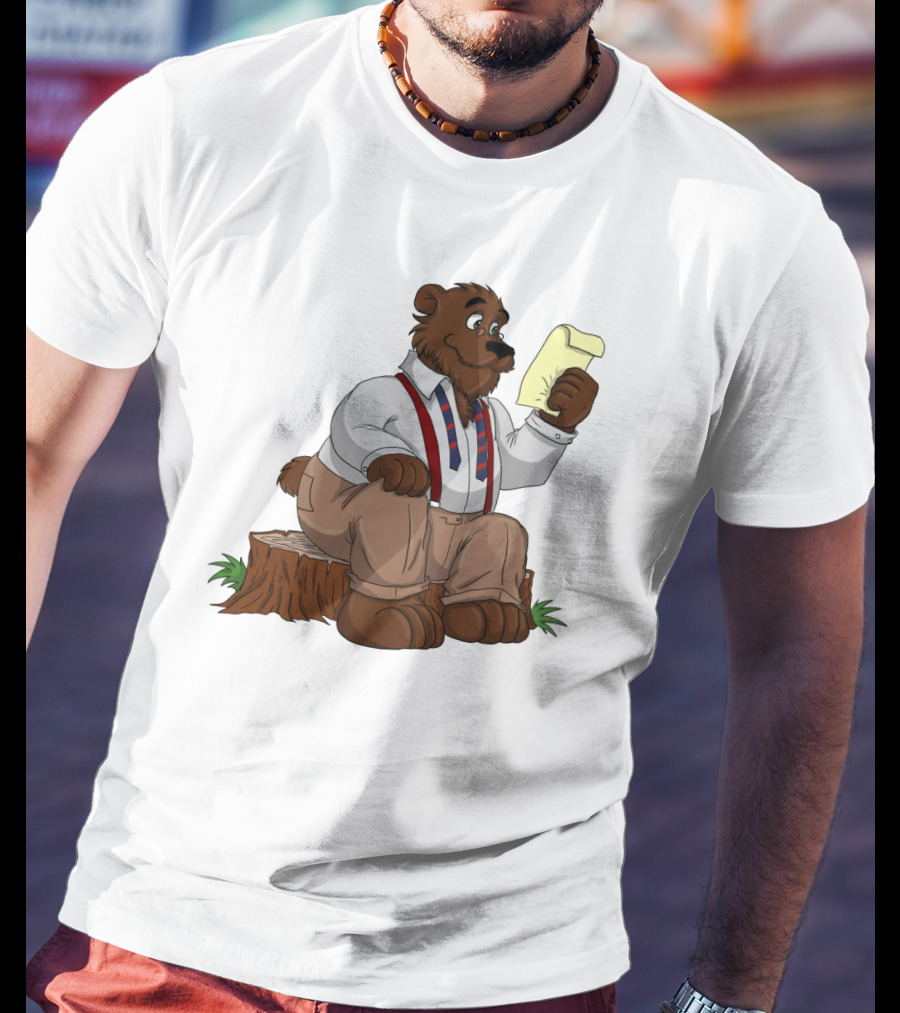 Papa Bear Reading Note Iconic Cartoon T-Shirt