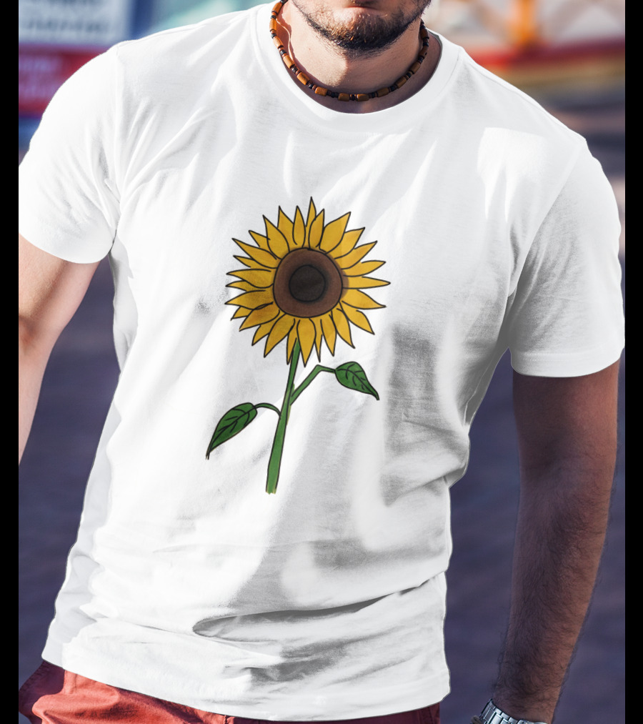 Sunflower Drawing Floral Botanical Nature T-Shirt