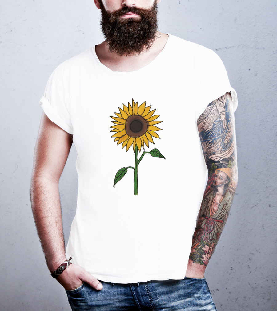 Sunflower Drawing Floral Botanical Nature T-Shirt