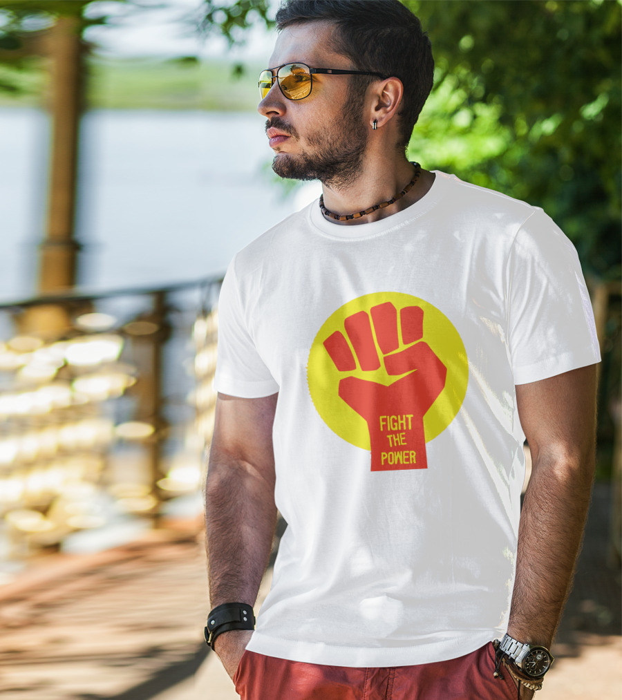 Fight The Power Fist Yellow Circle T-Shirt