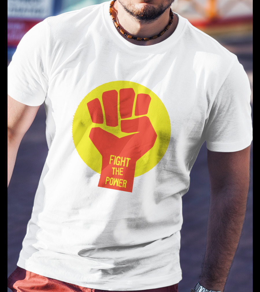 Fight The Power Fist Yellow Circle T-Shirt