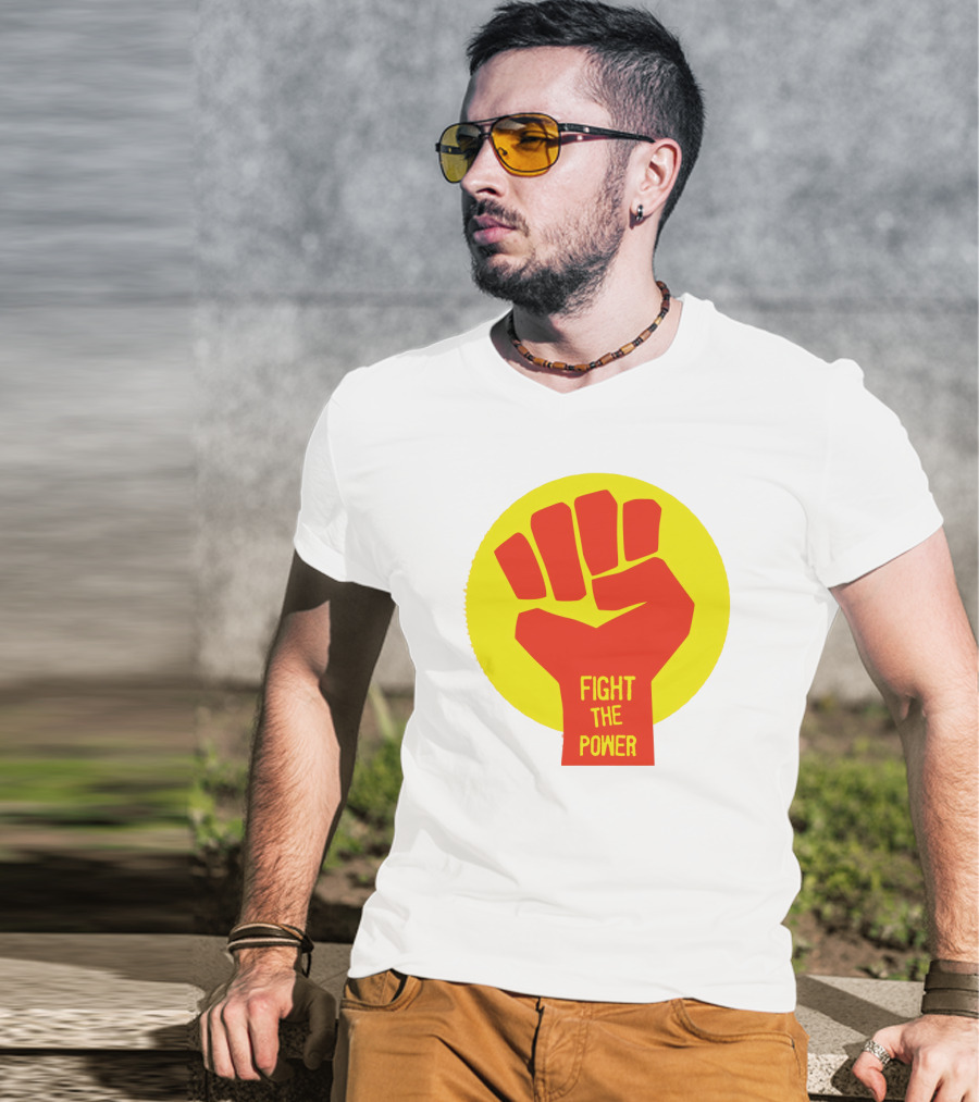 Fight The Power Fist Yellow Circle T-Shirt