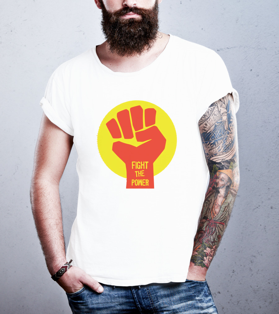 Fight The Power Fist Yellow Circle T-Shirt