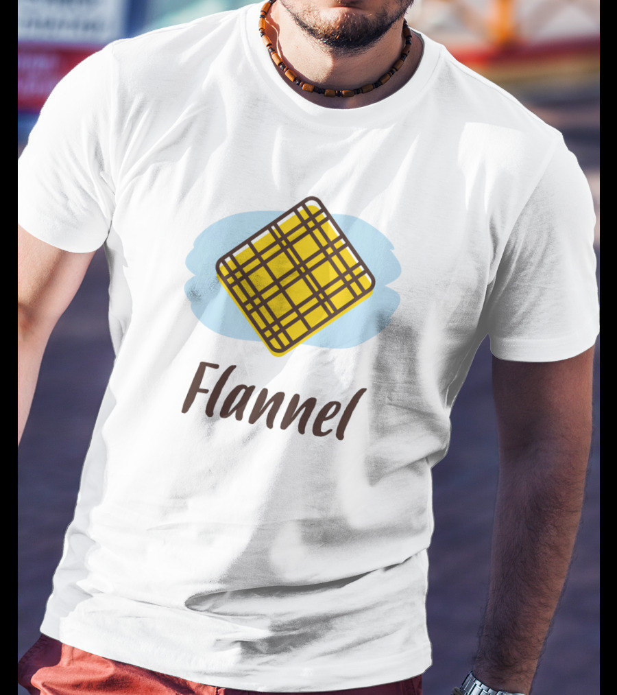 Flannel Yellow Plaid Pattern With Blue Background T-Shirt