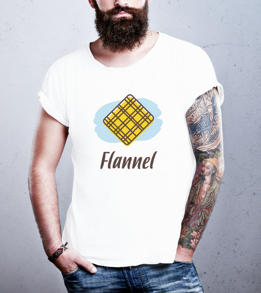Flannel Yellow Plaid Pattern With Blue Background T-Shirt