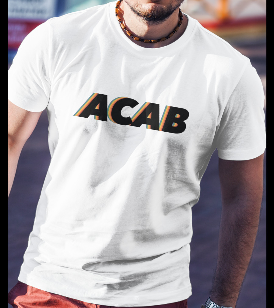 ACAB Retro Style Text With Multicolor Stripes T-Shirt