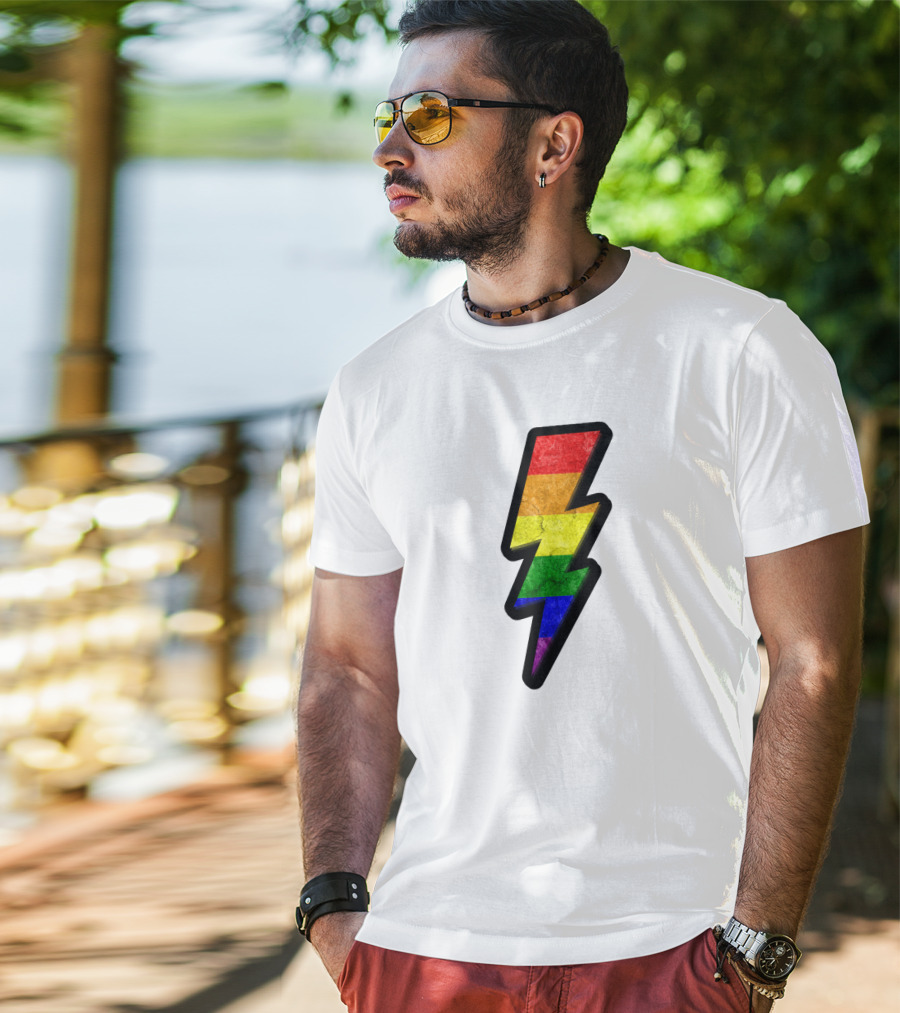 Rainbow Lightning Bolt Pride Colors T-Shirt