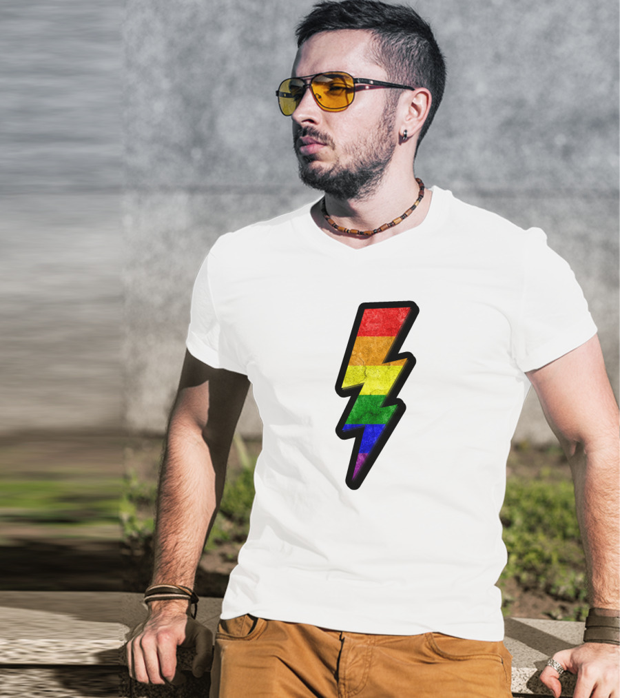 Rainbow Lightning Bolt Pride Colors T-Shirt
