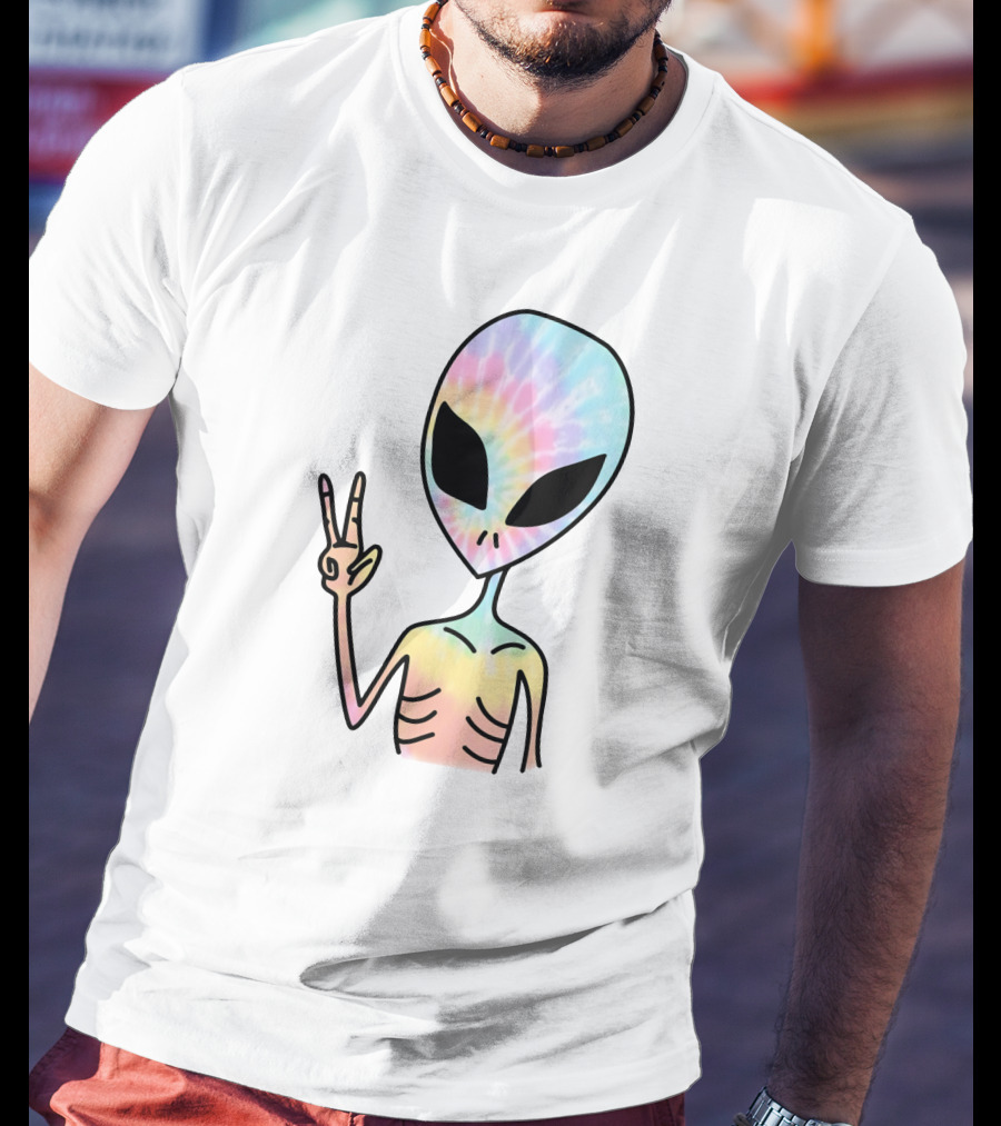 Peace Sign Tie Dye Alien T-Shirt
