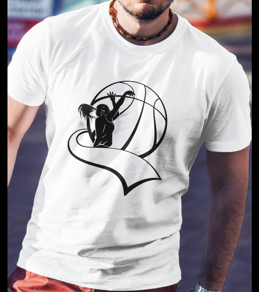 Girls Basketball Player Shooting With Large Basketball T-Shirt