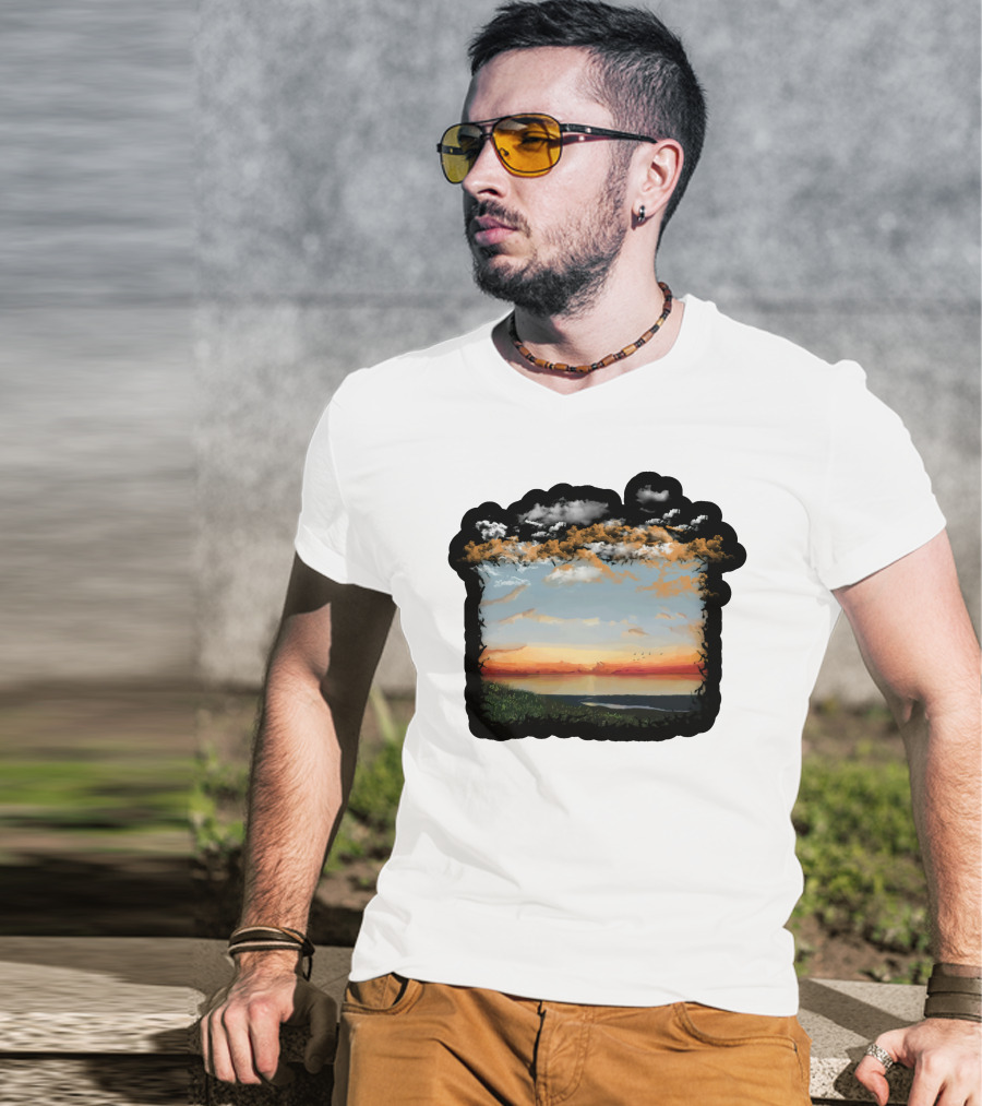 Big Assawoman Bay Sunset Landscape Scene T-Shirt