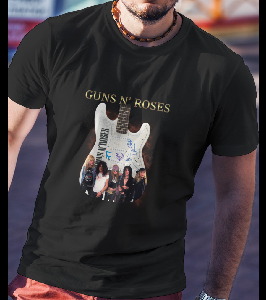 Guns N' Roses Guitar With Band Members T-Shirt