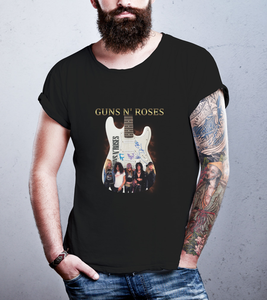 Guns N' Roses Guitar With Band Members T-Shirt