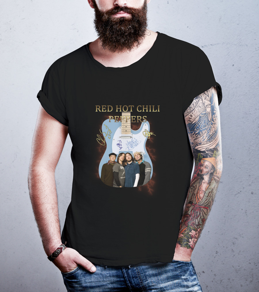 Red Hot Chili Peppers Guitar Signature Group Photo T-Shirt