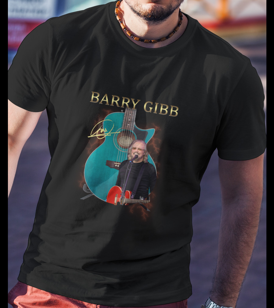 Barry Gibb Signature Electric Guitar With Performer Image T-Shirt