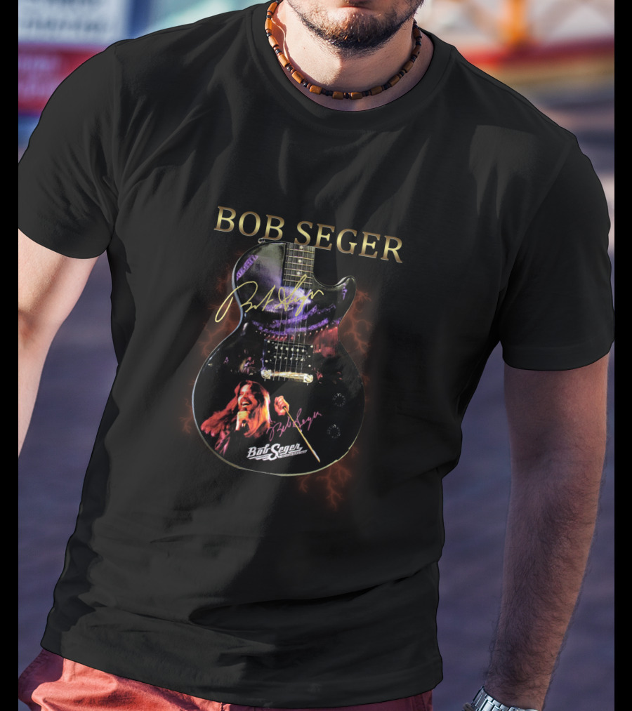 BOB SEGER Guitar Image With Photo T-Shirt