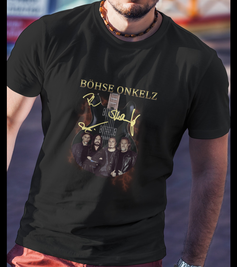 Böhse Onkelz Band Signature Group Guitar Image T-Shirt