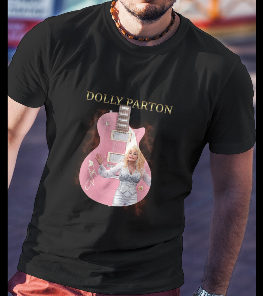 Dolly Parton Pink Guitar Signature T-Shirt
