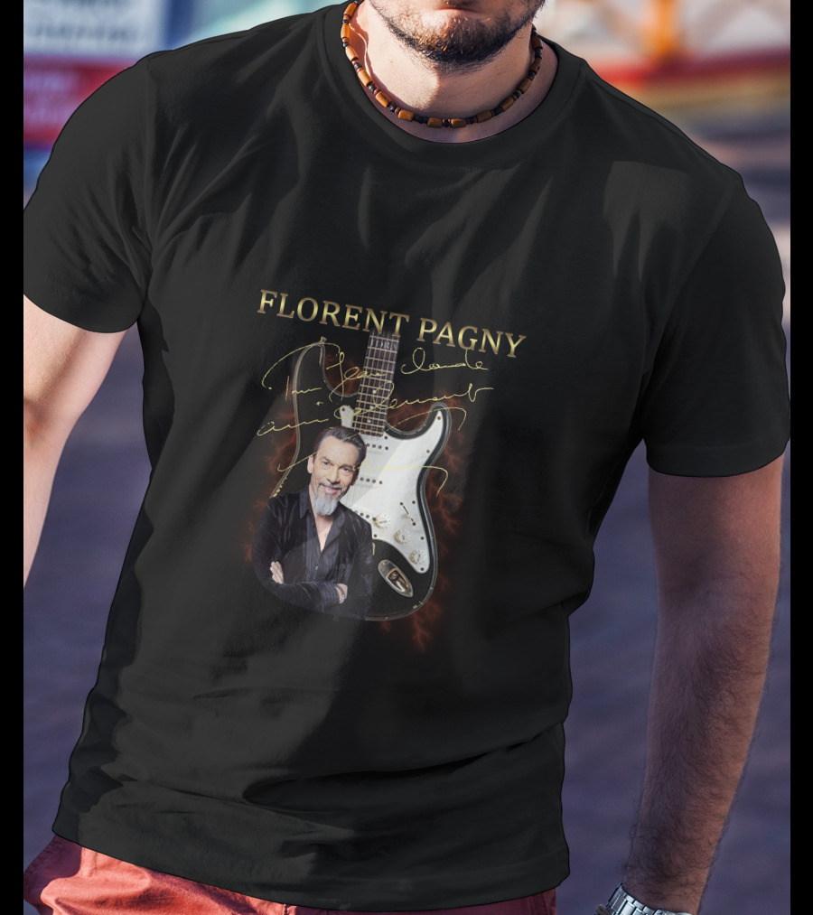 Florent Pagny Autograph Guitar T-Shirt