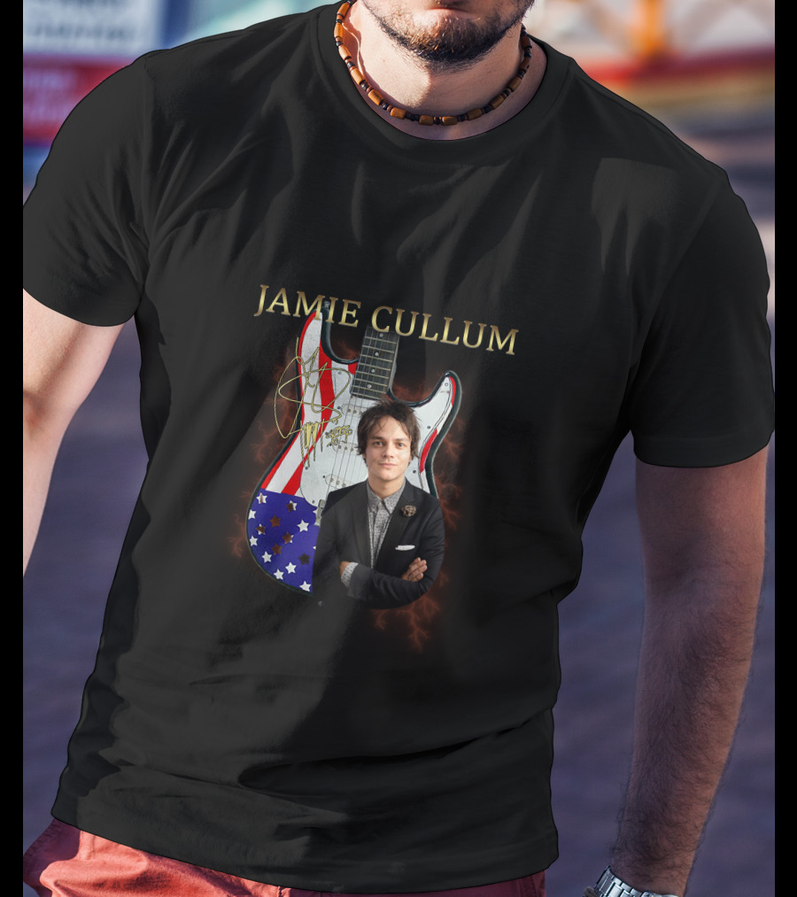 Jamie Cullum Signature Guitar American Flag T-Shirt