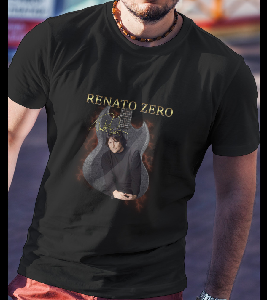 RENATO ZERO Signature Guitar Image With Artist T-Shirt