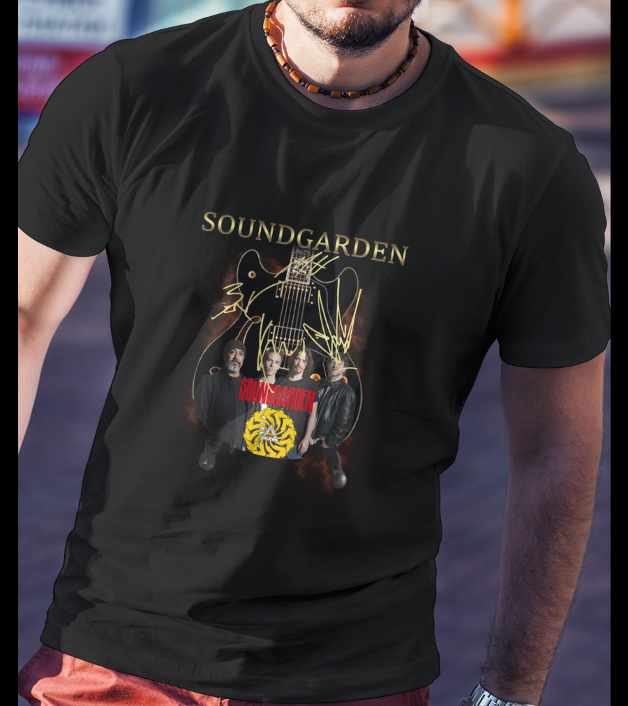 Soundgarden Guitar With Band Members T-Shirt