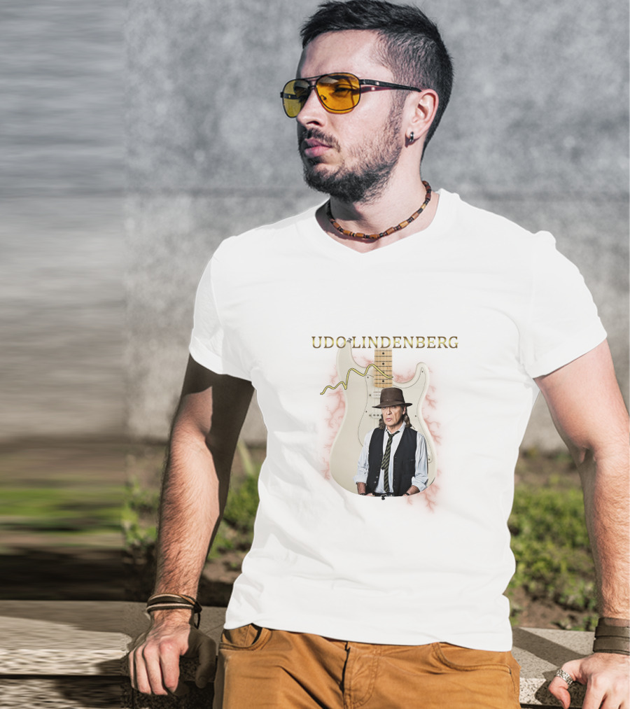 Udo Lindenberg Electric Guitar With Hat And Vest T-Shirt