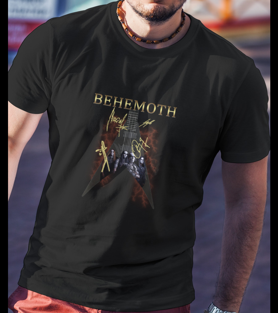 BEHEMOTH Band Members Electric Guitar Signatures T-Shirt