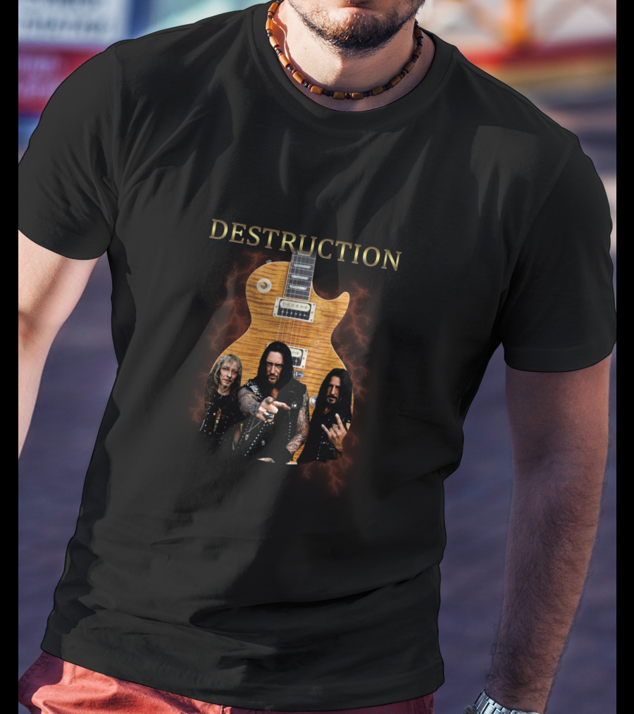 Destruction Band Members With Signature Guitar T-Shirt