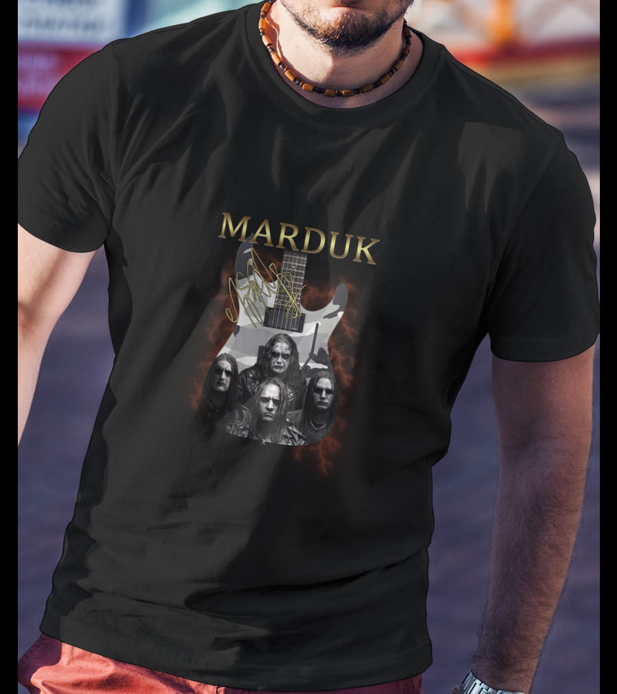 Marduk Band With Signature Electric Guitar T-Shirt