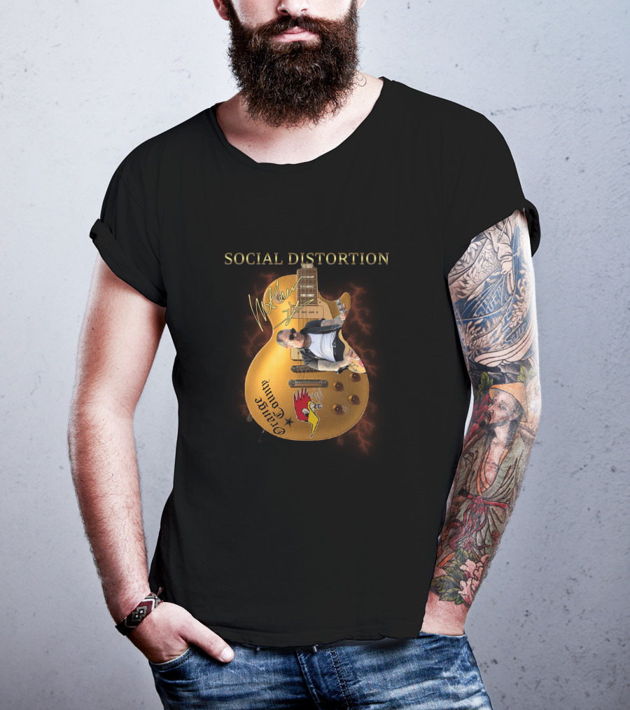 Social Distortion Authentic Guitar Signature Northern Cali Punk Rock T-Shirt