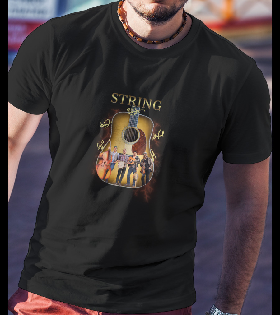 STRING Signature Guitar Band Autographs T-Shirt