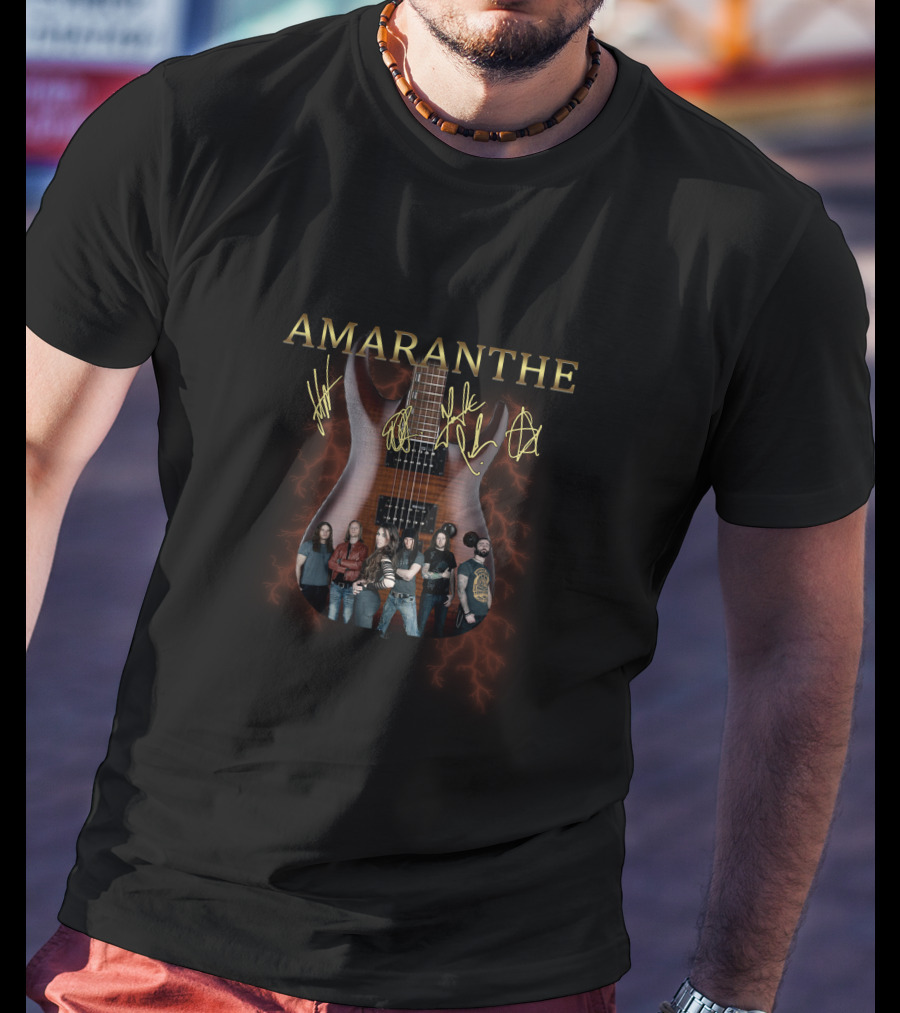 AMARANTHE Band And Signed Electric Guitar T-Shirt