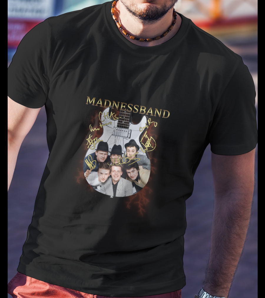 MADNESSBAND Guitar Signature Collage With Band Members T-Shirt