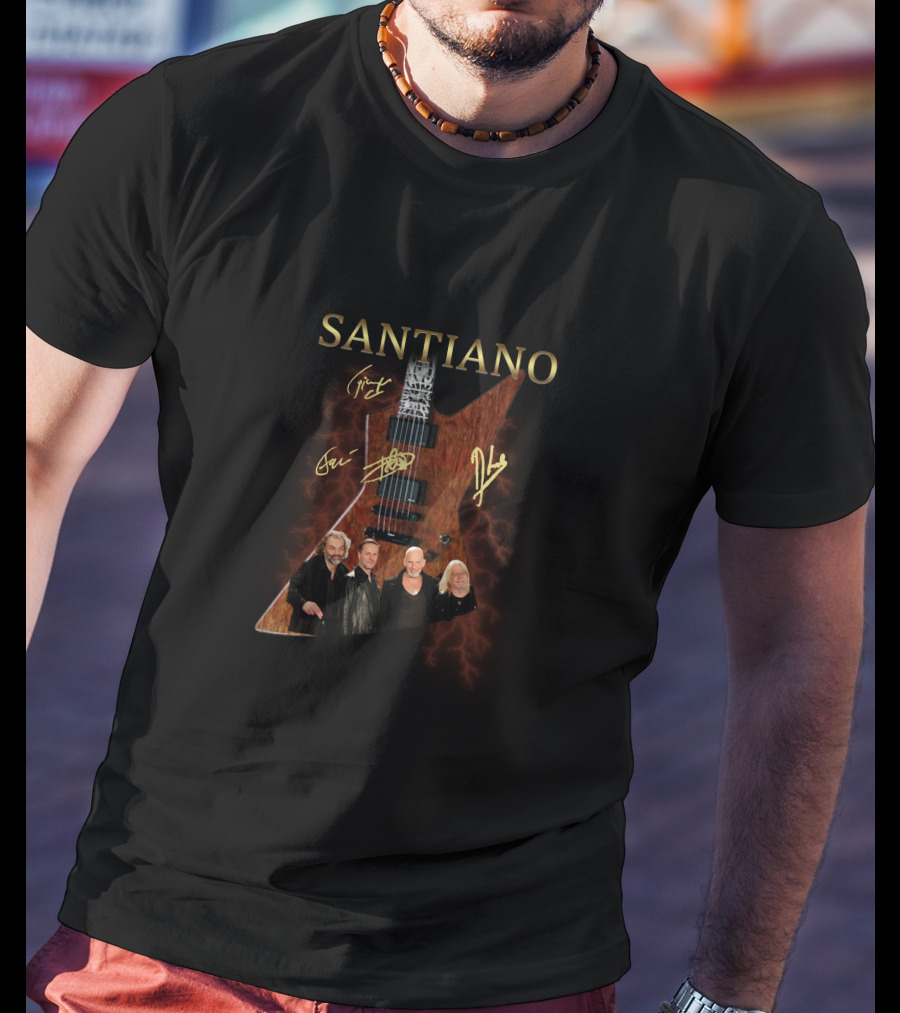 Santiano Signature Guitar With Band Portrait And Autographs T-Shirt
