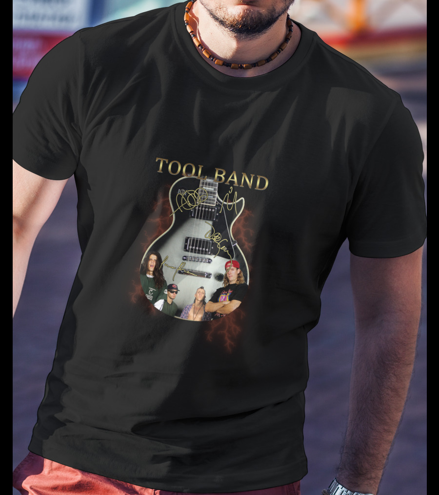 Tool Band Signature Guitar With Band Members And Autographs T-Shirt