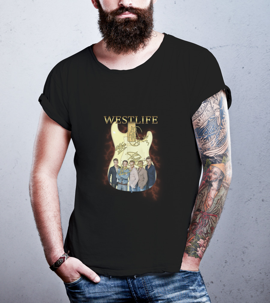 Westlife Guitar And Band Members Montage T-Shirt