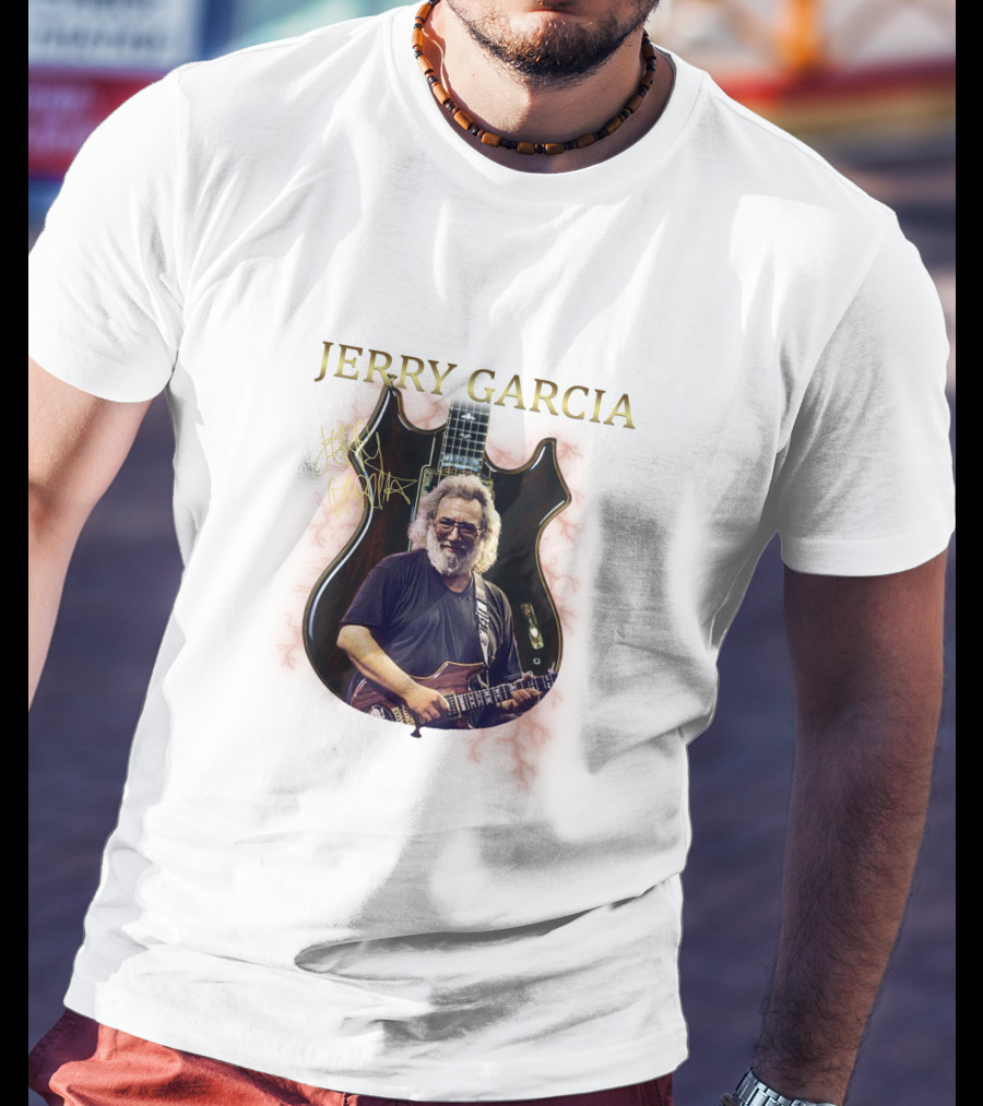 Jerry Garcia Signature Guitar Image With Jerry Garcia T-Shirt