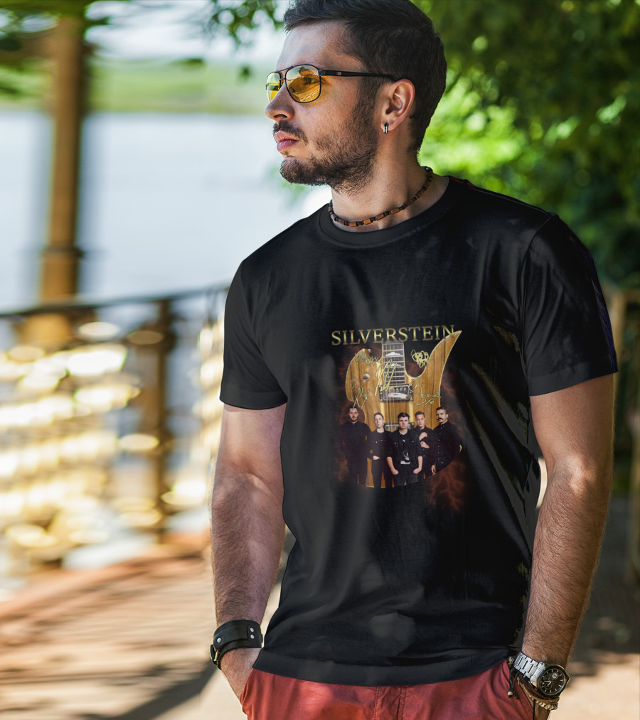 Silverstein Band Guitar With Electric Background T-Shirt