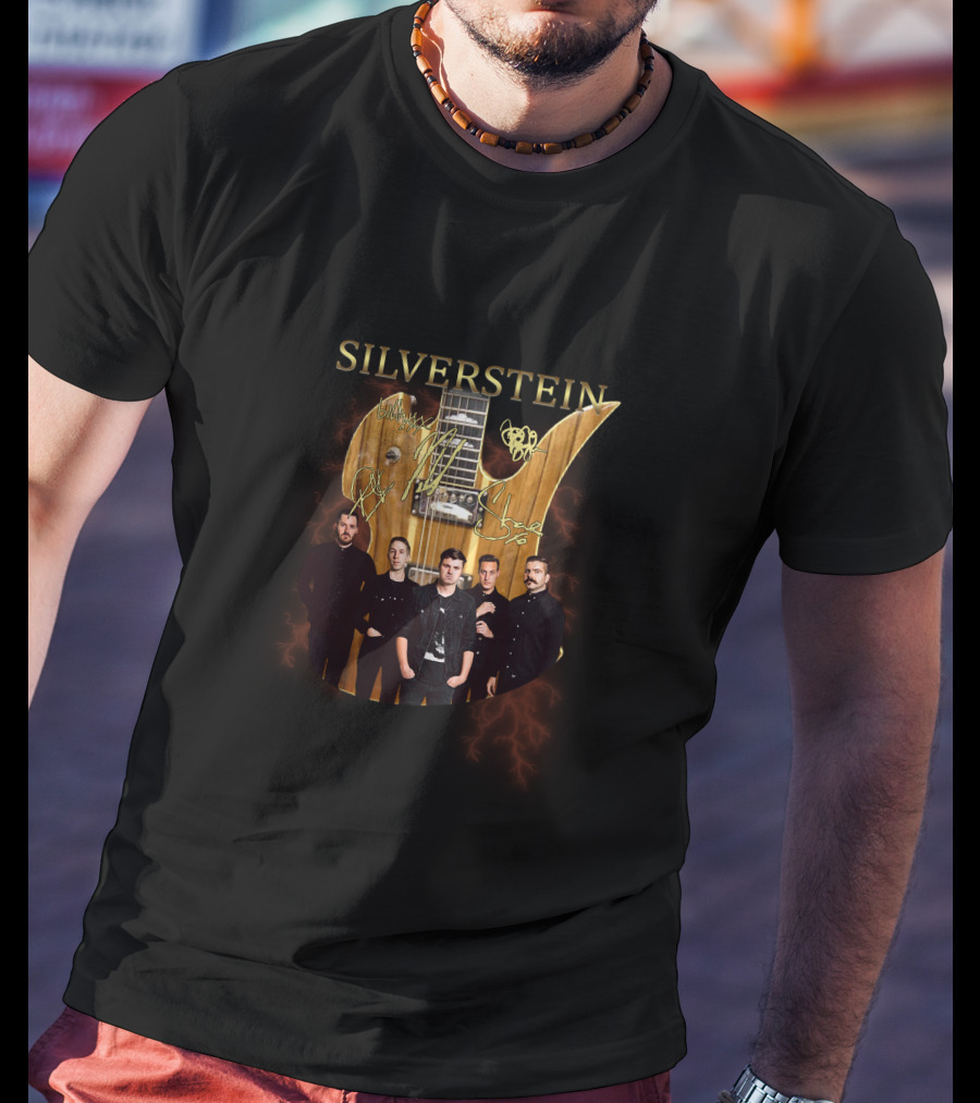 Silverstein Band Guitar With Electric Background T-Shirt
