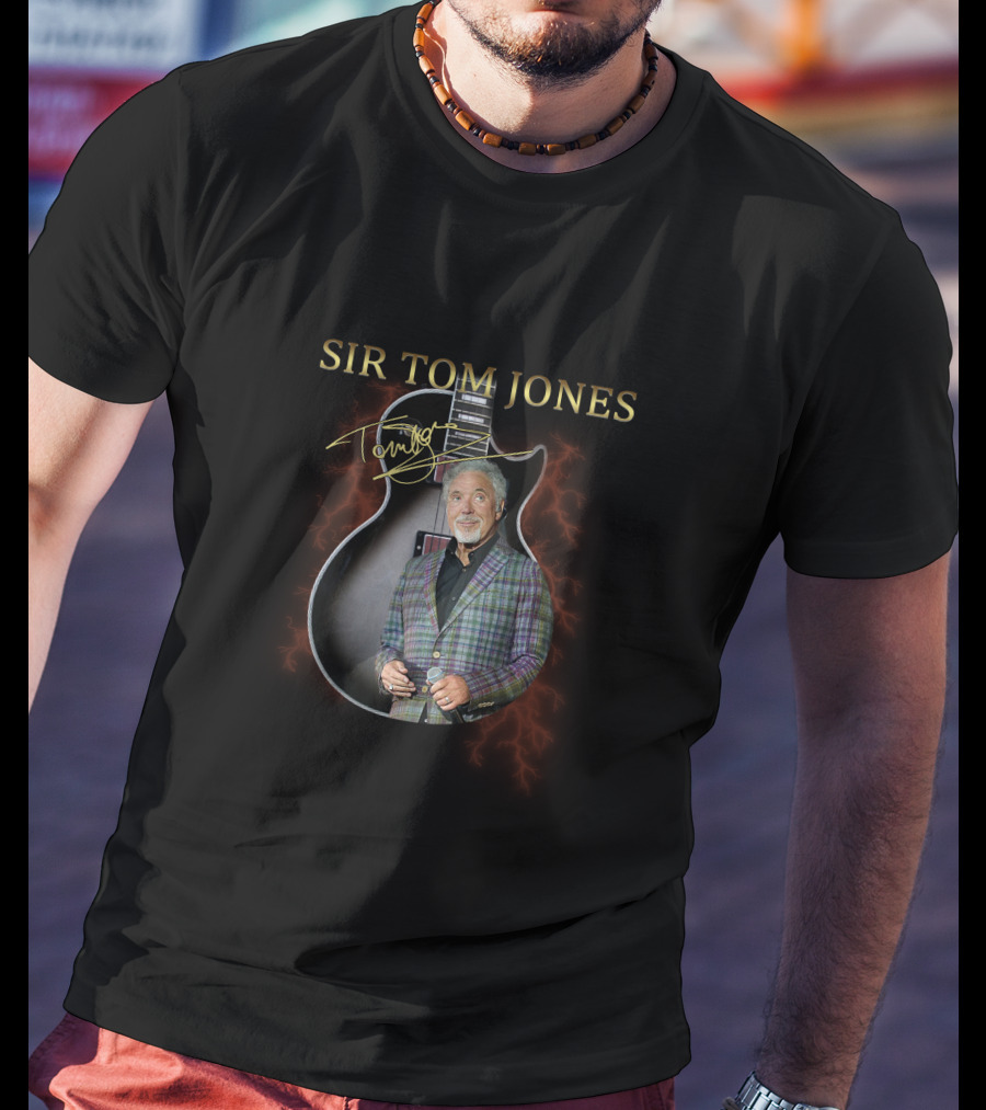 Sir Tom Jones Guitar With Legendary And Iconic Plaid Jacket T-Shirt