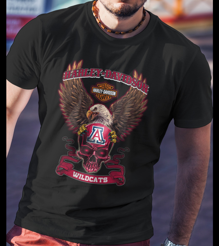 Harley Davidson Motor Cycles Eagle Arizona Wildcats T-Shirt