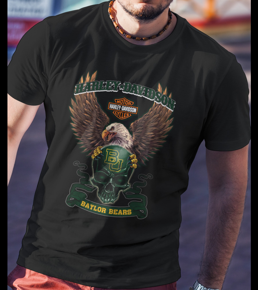 Harley Davidson Motor Cycles Eagle Bu Baylor Bears T-Shirt
