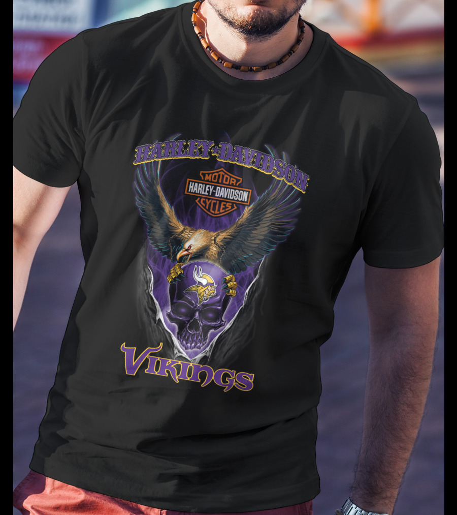 Harley Davidson Motor Cycles Vikings Minnesota T-Shirt