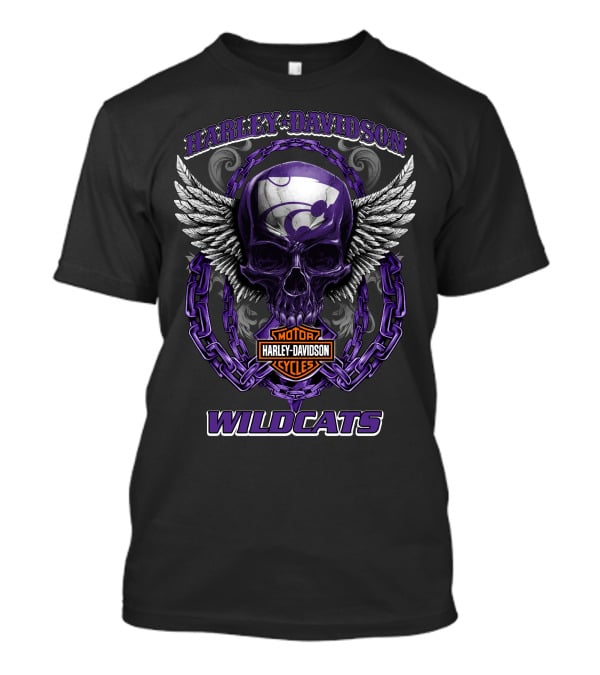 Harley Davidson Wildcats Kansas State Motorcycle Skull T-Shirt