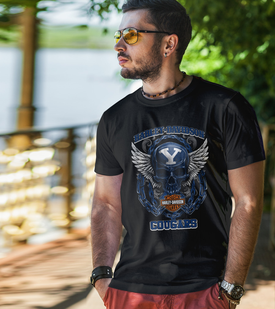 Harley Davidson Motor Cycles Byu Cougars T-Shirt