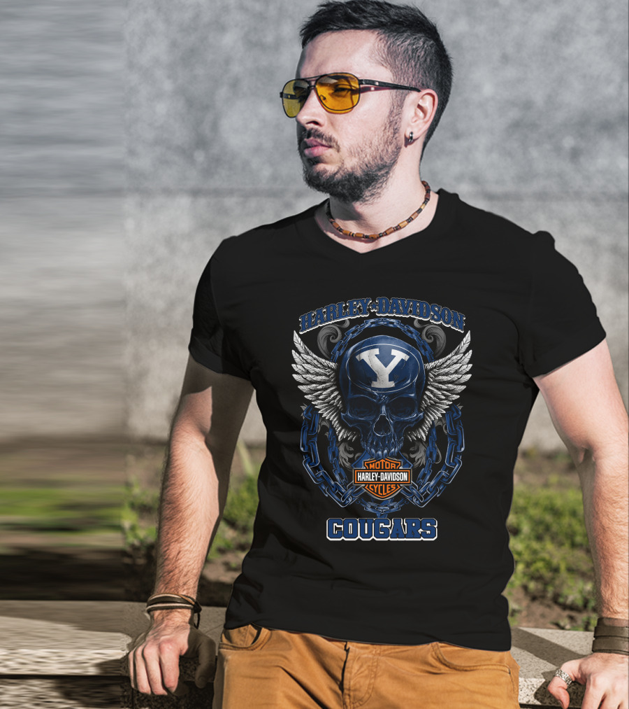 Harley Davidson Motor Cycles Byu Cougars T-Shirt