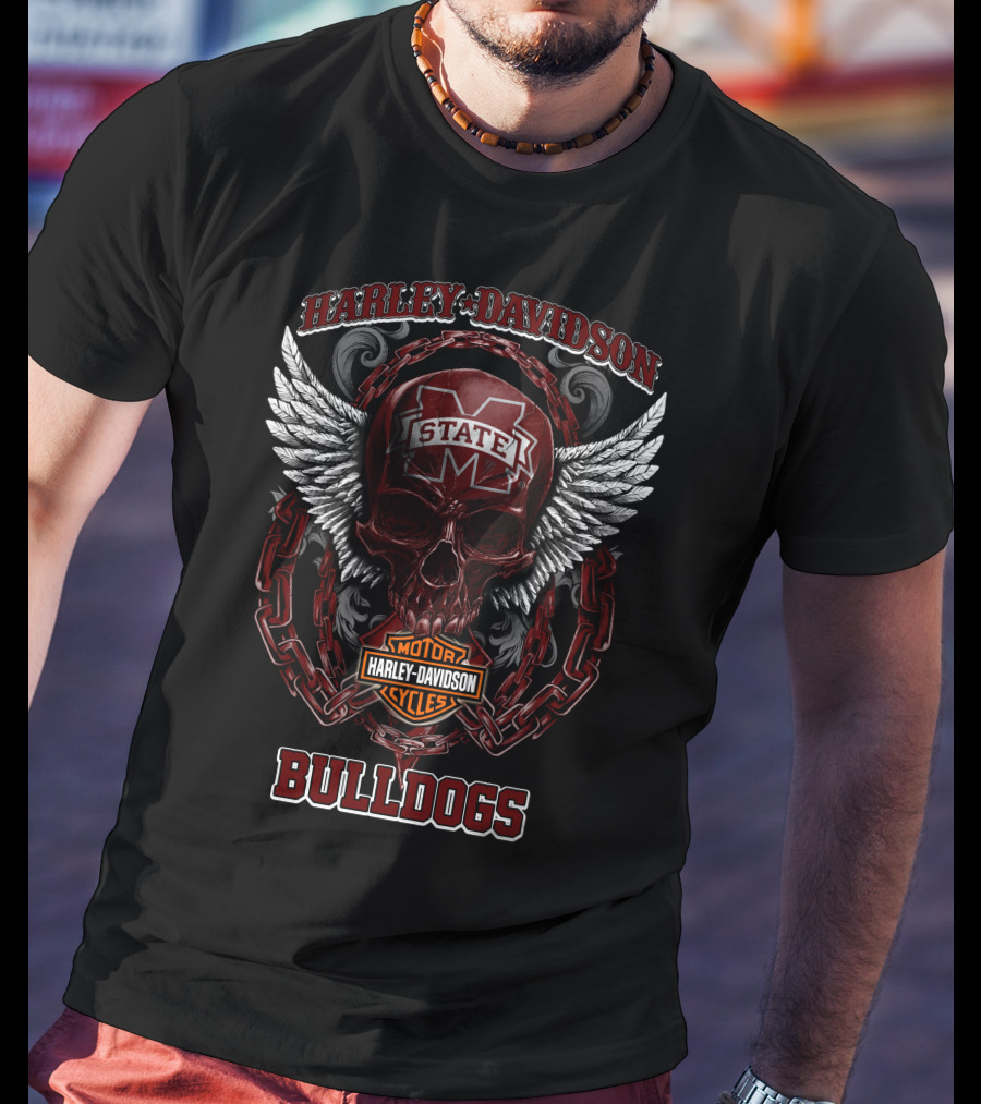 Harley Davidson Mississippi State Bulldogs Motor Cycles T-Shirt