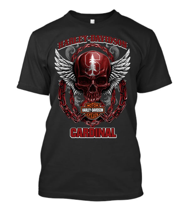 Harley Davidson Stanford Cardinal Skull Wings Chains T-Shirt