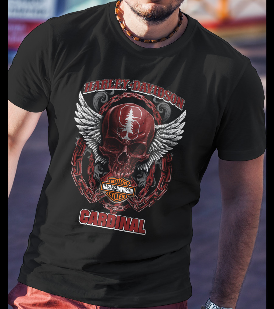 Harley Davidson Stanford Cardinal Skull Wings Chains T-Shirt